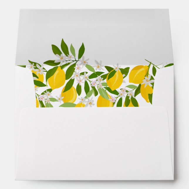 Modern Lemon Greenery Blossom Personalised Envelope (Back (Bottom))