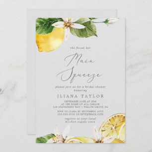Modern Lemon   Grey Main Squeeze Bridal Shower Invitation