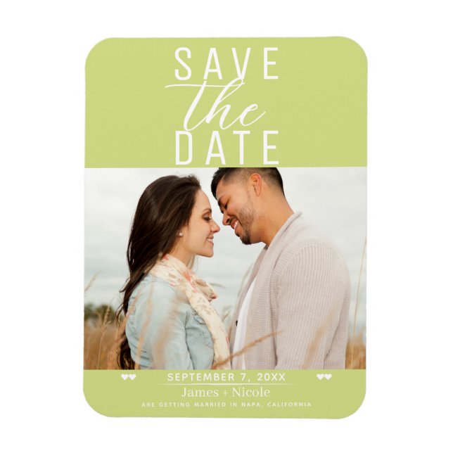 Modern Lemon Lime Save the Date Wedding Photo Magnet (Vertical)