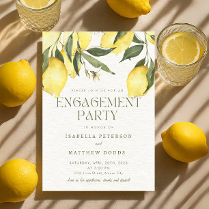 Modern Lemon Mediterranean Engagement Party Invitation