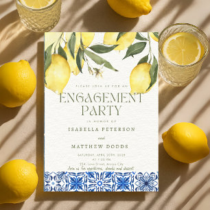 Modern Lemon Mediterranean Engagement Party Invitation