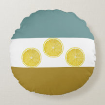 Modern Lemon Trio Round Throw Pillow