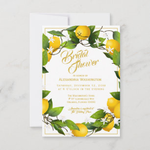 Modern Lemon Wreath Garden Bridal Shower Invitation