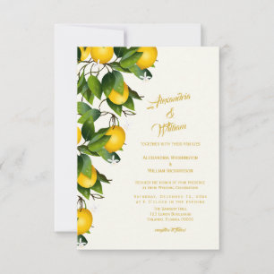 Modern Lemon Wreath Garden Wedding Invitation