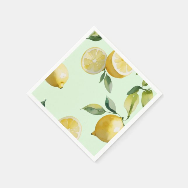 Modern lemon yellow floral script bridal shower napkin (Corner)