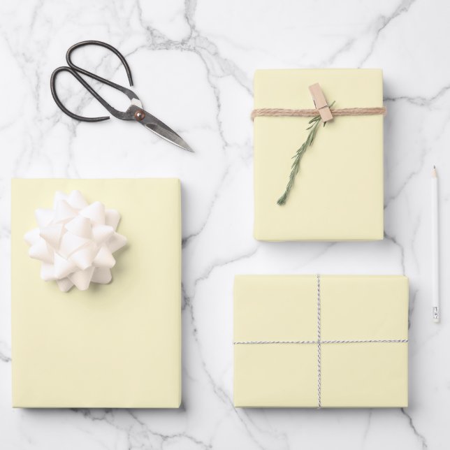 Modern Lemon Yellow Plain Solid Colour Wrapping Paper Sheet (Front)