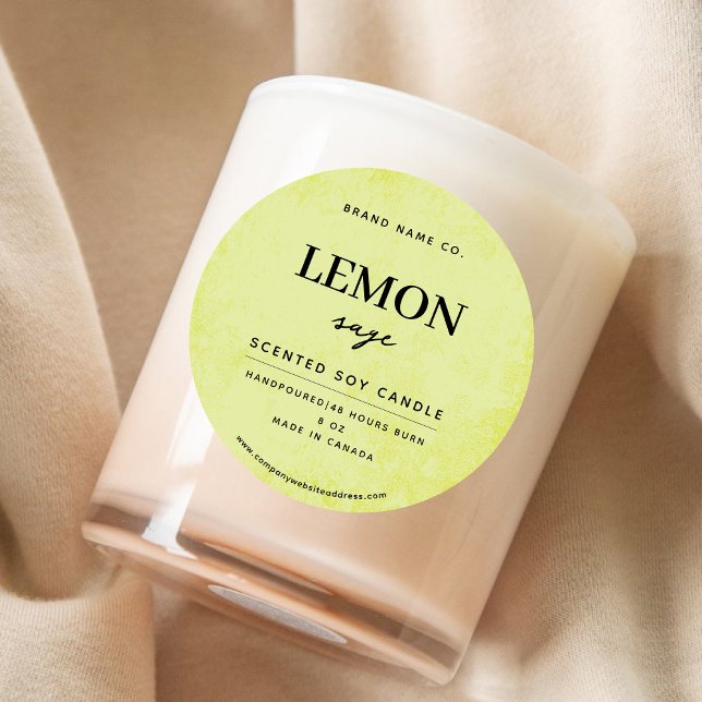 Modern Lemon Yellow Rustic Classic Round Sticker (Creator Uploaded)