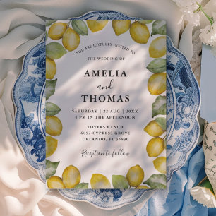 Modern Lemon Yellow Watercolor Wedding Invitation