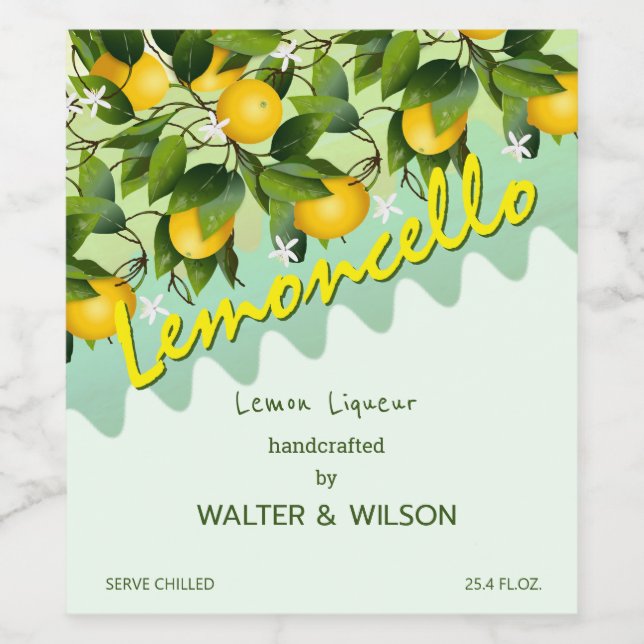 Modern Lemoncello Lemon Fruit Wine Label (Single Label)