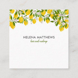 Modern Lemons Greenery Square Square Business Card