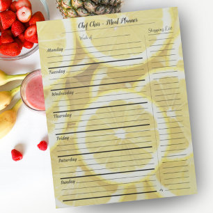 Modern Lemons Meal Planner & Trendy Grocery List Notepad