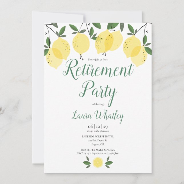Modern Lemons Retirement Party Invitation (Front)