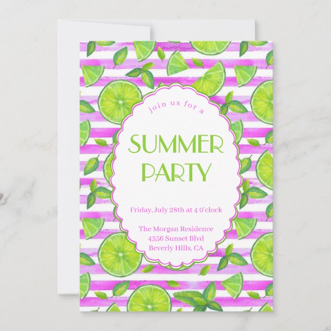 modern Lemons  Summer Party Invitation (Front)