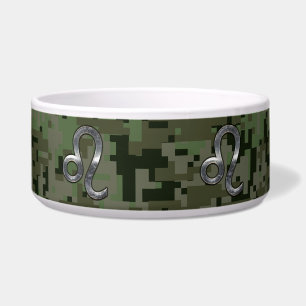 Modern Leo Zodiac Sign on Green Digital Camo