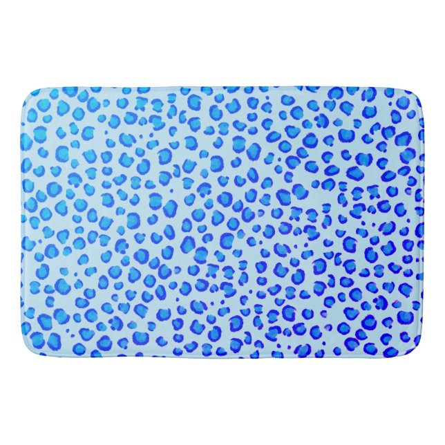Modern Leopard Animal Print Pattern Blue Purple Bath Mat (Front)
