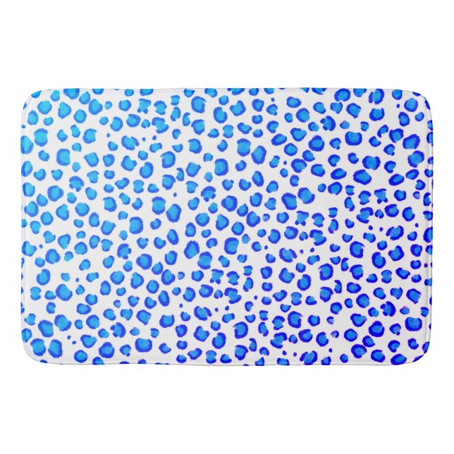 Modern Leopard Animal Print Pattern Blue Purple Bath Mat (Front)
