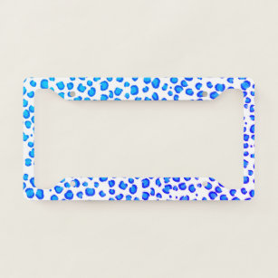 Modern Leopard Animal Print Pattern Blue Purple Licence Plate Frame