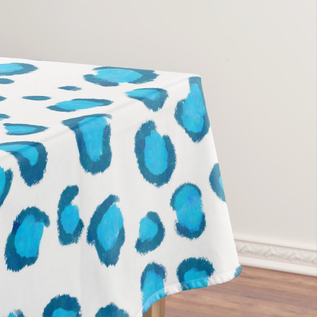 Modern Leopard Blue Pattern Animal Print Tablecloth (In Situ)