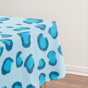 Modern Leopard Blue Pattern Animal Print Tablecloth
