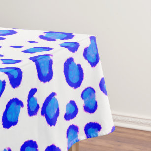 Modern Leopard Blue Purple Pattern Animal Print Tablecloth