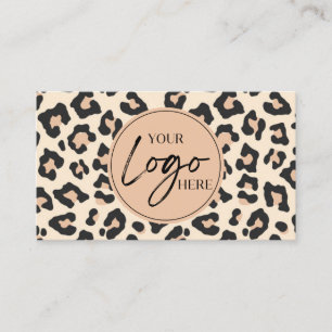 Modern Leopard Cheetah Custom Company Logo QR Code Business Card