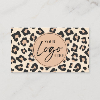Modern Leopard Cheetah Custom Company Logo QR Code Business Card