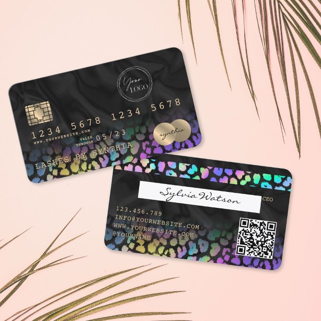 Modern Leopard Cheetah Logo QR Code Credit Card (Modern Leopard Cheetah Logo QR Code Credit Card)