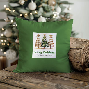 Modern Leopard Christmas Pattern Custom Name Cushion