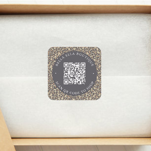Modern Leopard Custom QR Code Shop Sticker