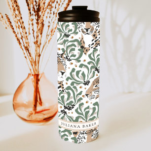 Modern Leopard Foliage Personalised Thermal Tumble Thermal Tumbler
