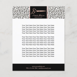 Modern Leopard Hair Stylist Rose Gold Scissor Flyer
