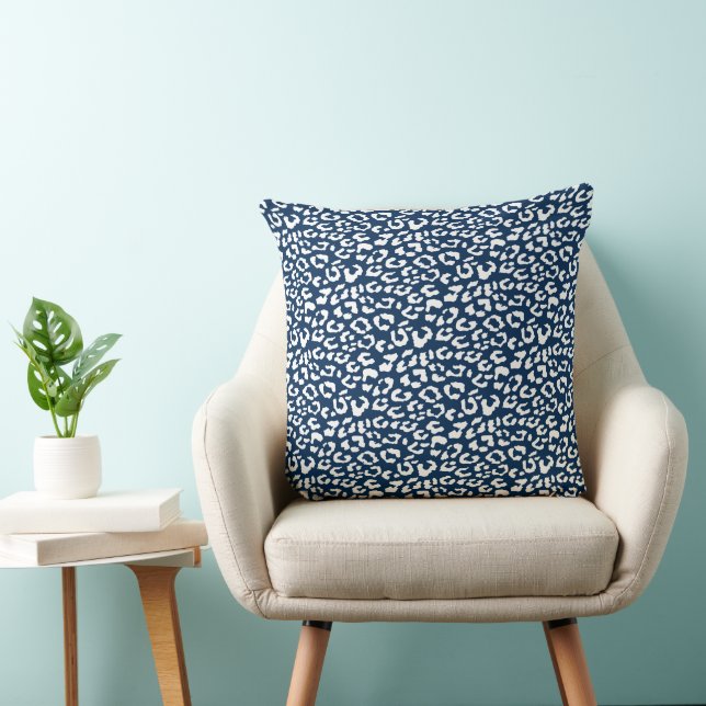 Modern Leopard Navy Blue Animal Print Pattern Cushion (Chair)