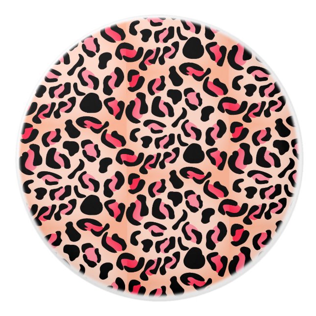 Modern Leopard Pattern Animal Print Ceramic Knob (Front)