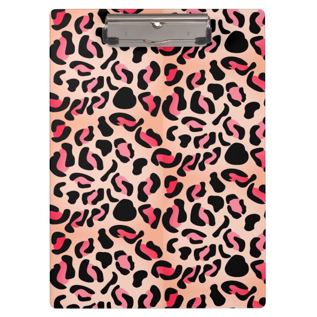 Modern Leopard Pattern Animal Print Clipboard (Front)