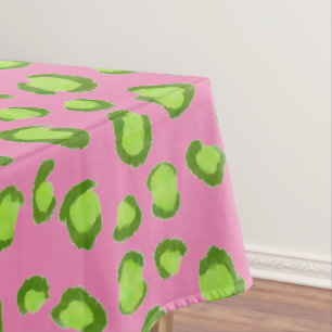 Modern Leopard Pattern Animal Print Green Pink Tablecloth