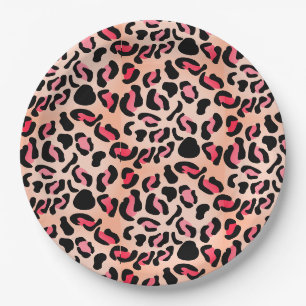 Modern Leopard Pattern Animal Print Paper Plate