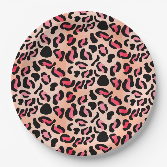 Modern Leopard Pattern Animal Print Paper Plate (Front)