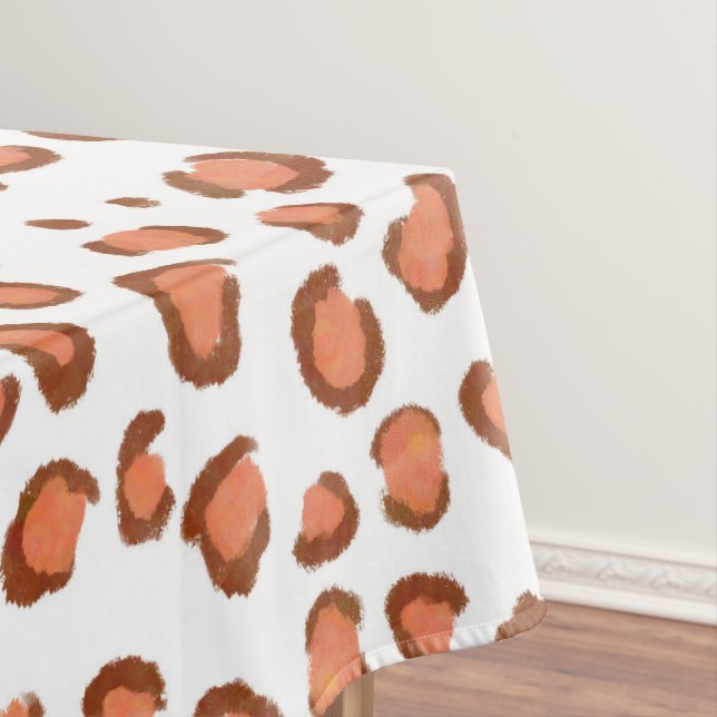 Modern Leopard Pattern Animal Print Red Tablecloth (In Situ)