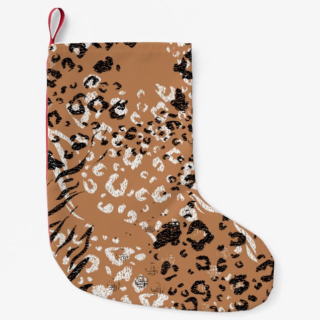 Modern leopard. Pattern. Background. Wild nature. Small Christmas Stocking (Front)