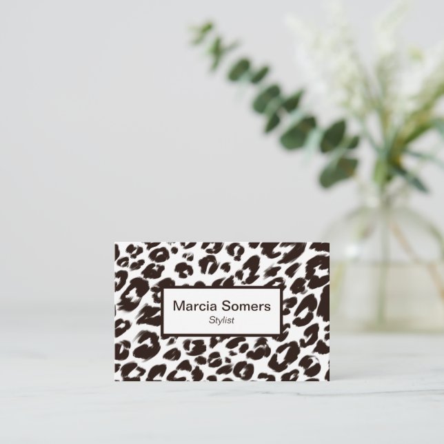 Modern Leopard Pattern Elegant Business Card (Standing Front)