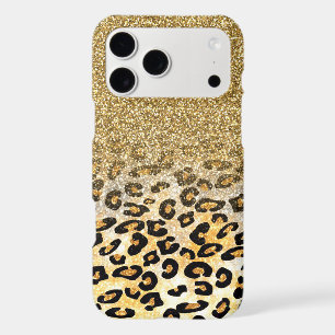 Modern Leopard Pattern Gold Glitter Ombre
