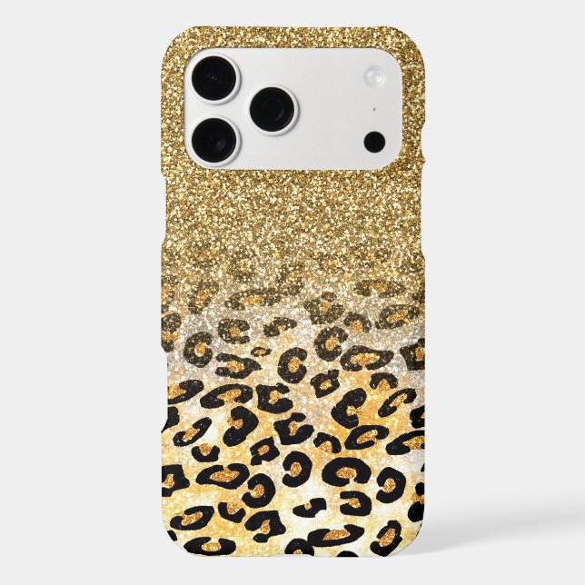  Modern Leopard Pattern Gold Glitter Ombre (Back)