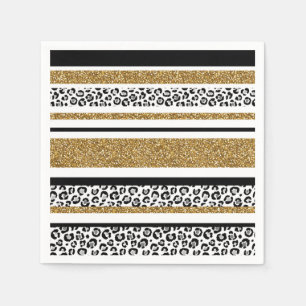  Modern Leopard Pattern Gold Glitter Ombre Napkin