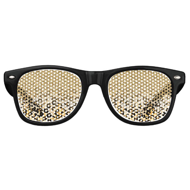  Modern Leopard Pattern Gold Glitter Ombre Retro Sunglasses (Front)
