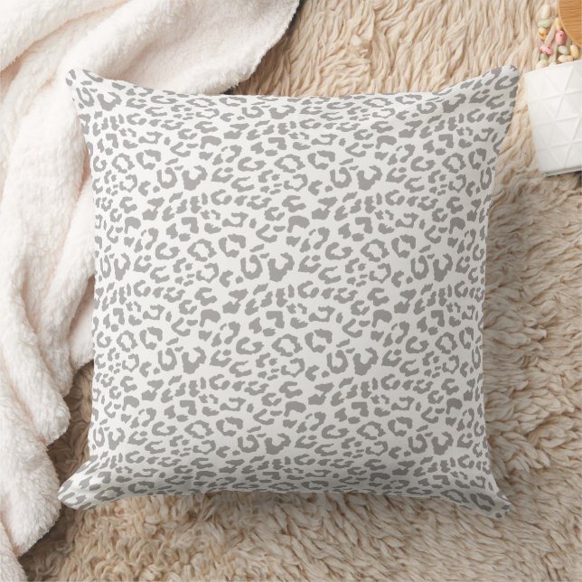 Modern Leopard Pewter Grey Animal Print Pattern Cushion (Blanket)