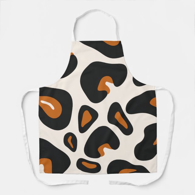 Modern Leopard Print Apron - Chic Kitchen Style (Front)