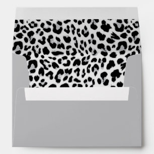 Modern Leopard Print Black and Grey Envelope