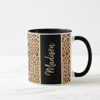 Modern Leopard Print Black Personalised