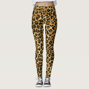 Modern Leopard Print Gold Leggings