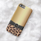 Modern Leopard Print Gold Monogram iPhone 6 Case
